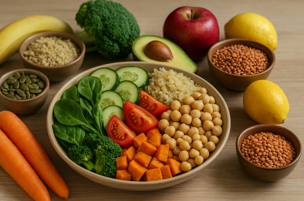 Healthy plant-based meal on a table